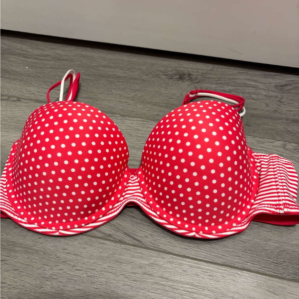 La Vie En Rose Vibrant Red Stripe Bra Set